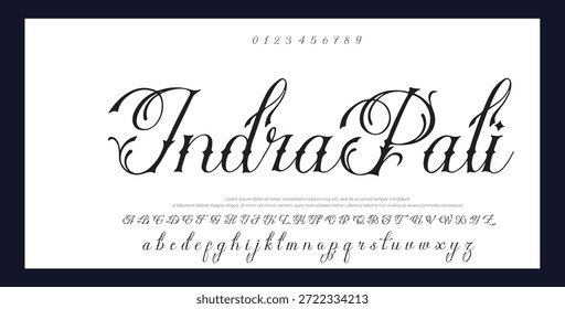 Alfabeto de Vector dibujado a mano. Fuente de script de firma monoline moderna. Elegante fuente de firma. Mejor alfabeto Hermosa caligrafía Signature fuente. Ilustración vectorial