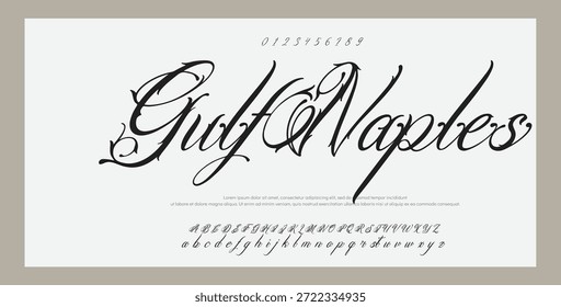 Alfabeto de Vector dibujado a mano. Fuente de script de firma monoline moderna. Elegante fuente de firma. Mejor alfabeto Hermosa caligrafía Signature letras de fuente 