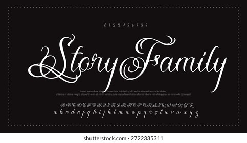 Alfabeto de Vector dibujado a mano. Fuente de script de firma monoline moderna. Elegante fuente de firma. Mejor alfabeto Hermosa caligrafía Signature fuente. Ilustración vectorial