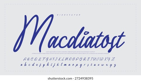 Alfabeto de Vector dibujado a mano. Fuente de script de firma monoline moderna. Elegante fuente de firma. La mejor fuente de firma de caligrafía hermosa del alfabeto