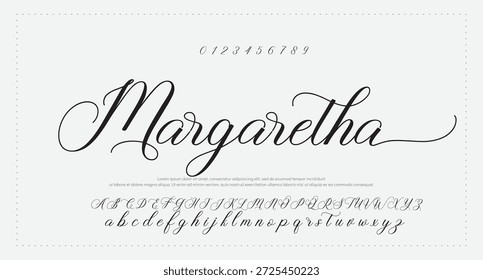 Alfabeto de Vector dibujado a mano. Fuente de script de firma monoline moderna. Elegante fuente de firma. Mejor alfabeto Hermosa caligrafía Signature fuente. Ilustración vectorial