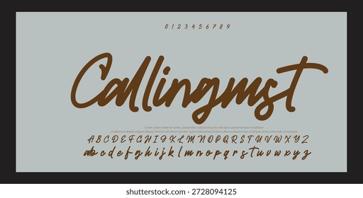 
Alfabeto de Vector dibujado a mano. Fuente monoline moderna del script de la firma. Elegante fuente de firma. Mejor alfabeto hermosa caligrafía fuente de firma. Ilustración vectorial