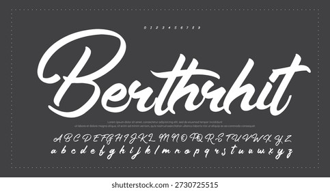 Alfabeto de Vector dibujado a mano. Fuente monoline moderna del script de la firma. Elegante fuente de firma. Mejor alfabeto Hermosa caligrafía Firma Letras de fuente 