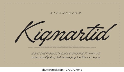 Handgezeichnetes Vektoralphabet. Moderne Schriftart für Monoline-Signaturen. Elegante Signatur. Bestes Alphabet Schöne Kalligrafie Signatur Schriftart Schriftzug 