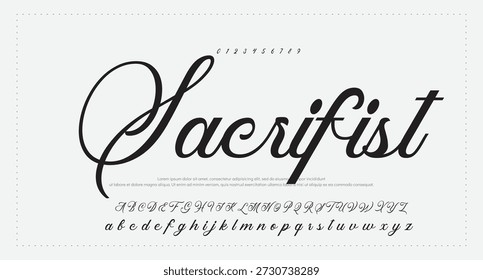 Hand drawn vector alphabet. Modern monoline signature script font. Elegant Signature Font. Best Alphabet Beautiful Calligraphy Signature Font. vector illustration