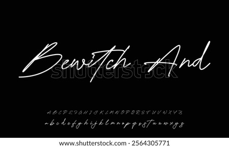 Hand drawn vector alphabet. Modern monoline signature script font. Elegant Signature Font. Best Alphabet Beautiful Calligraphy Signature Font