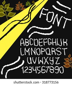 Hand drawn vector alphabet with numbers. Vector illustration