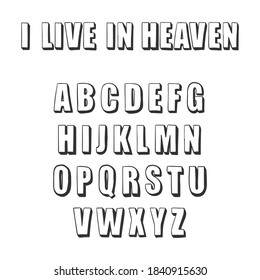 Handgezeichnete Vektorgrafik des Alphabets mit Schatten, einzeln auf weißem Hintergrund.