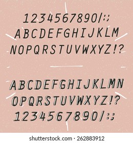 hand drawn vector alphabet two types