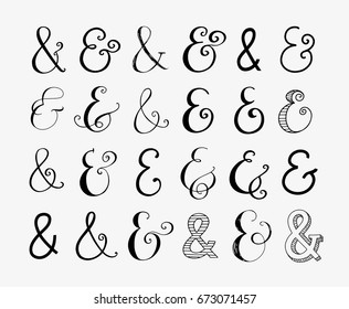 Hand Drawn Vector Ampersand Set Hand Stock Vector (Royalty Free ...