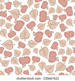 Hand drawn vector apple pattern background / pastel 
