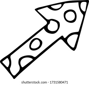  Hand drawn vector arrow with circles inside doodle on white background. Design element vector illustration. Can be used for books, wrapping paper, fabric, textiles, web