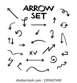 Hand drawn vector arrow collection, sketched style. Vector illustration.