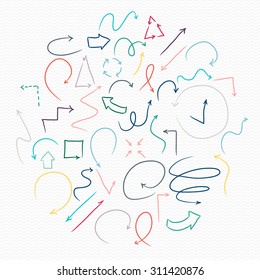 Hand drawn vector arrow collection.