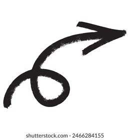 Hand drawn vector arrow doodle on white background. Bold brush drawn arrow. vector illustration.