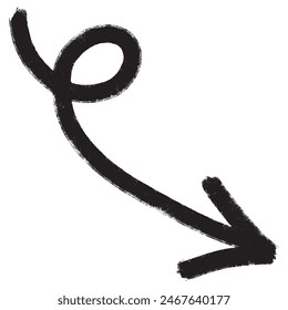 Hand drawn vector arrow doodle on white background. Bold brush drawn arrow. vector illustration.
