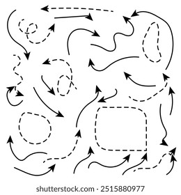 Hand drawn vector arrow set. All arrows are isolated on white and grouped, easy to use.