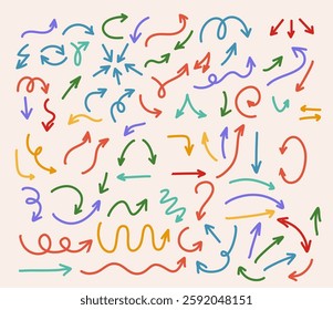 Hand drawn vector arrow set. All arrowes are isolated on white and grouped, easy to use