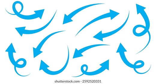 Hand drawn vector arrow set. All arrows are isolated on white and grouped, easy to use.