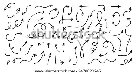 Hand drawn vector arrow set. All arrowes are isolated on white and groupped, easy to use. 