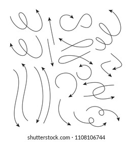 Hand drawn vector arrows. arrow doddle set 