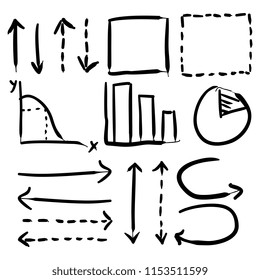 Hand drawn vector arrows and business chart collections
