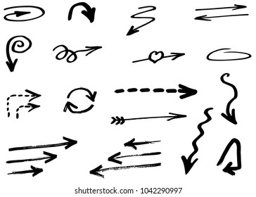 Hand drawn vector arrows, doodle style