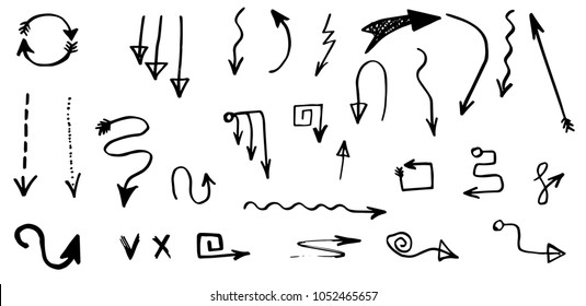 Hand drawn vector arrows, doodle style