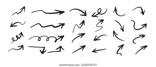 Hand drawn vector arrows doodle set on white background. design element vector illustration. Vector illustration