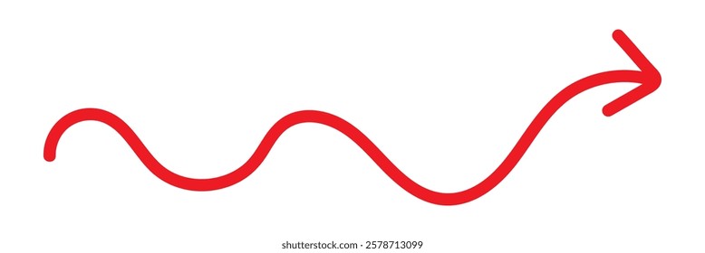  Hand drawn vector arrows doodle on white background. design element vector illustration.  hand-drawn arrows in various directions and styles. Red wavy doodle arrow icon vector. red curve arrow set.
