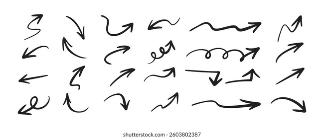 Hand drawn vector arrows doodle set on white background. design element vector illustration. Vector illustration