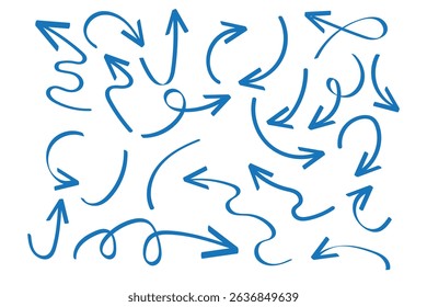 Hand drawn vector arrows doodle set on white background. design element vector illustration.