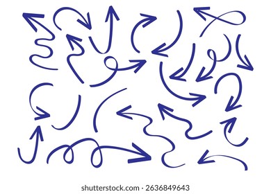 Hand drawn vector arrows doodle set on white background. design element vector illustration.