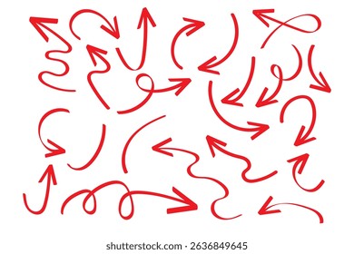 Hand drawn vector arrows doodle set on white background. design element vector illustration.