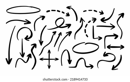 Hand drawn vector arrows icon set
