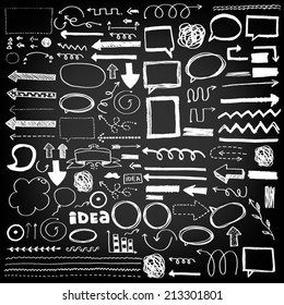 Hand Drawn Vector Arrows, Ribbons, Design Elements, Stripes Set