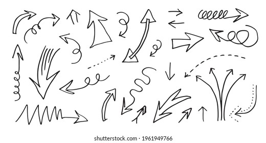 hand drawn vector arrows set on white background.vector EPS