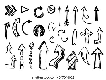 Hand drawn vector arrows set. Vector EPS.