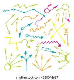 Hand drawn vector arrows set isolated on white