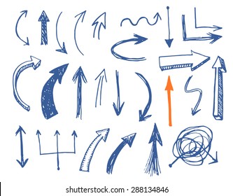 Hand Drawn Vector Arrows Set. Vector EPS.