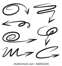 hand drawn vector arrows set