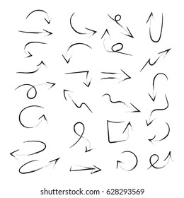 Hand drawn vector arrows set. Marker elements