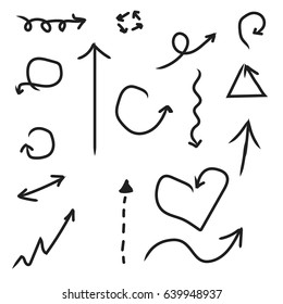 Hand drawn vector arrows set. Vector EPS10.