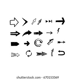 Hand drawn vector arrows set. Vector EPS.