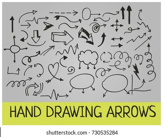 Hand drawn vector arrows set.

