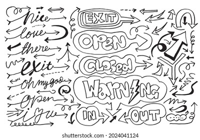 Hand drawn vector arrows set.vector illustration.