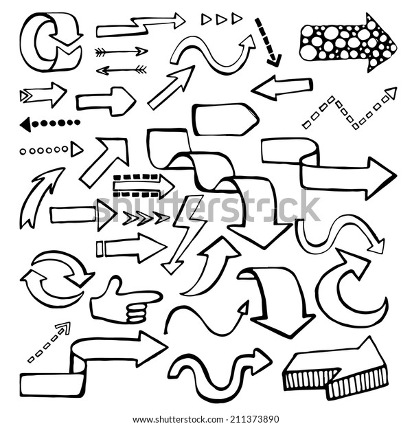 Hand Drawn Vector\
Arrows in Sketched Style