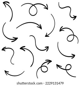 conjunto de flechas vectoriales aisladas en fondo blanco