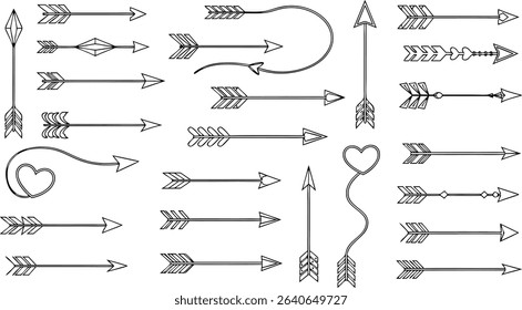 Hand drawn vector arrows in various styles for design elements, decorative patterns and stylish illustrations