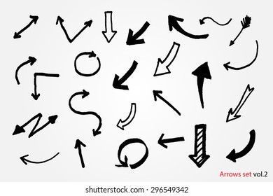 Hand drawn vector arrows.Black arrows set.